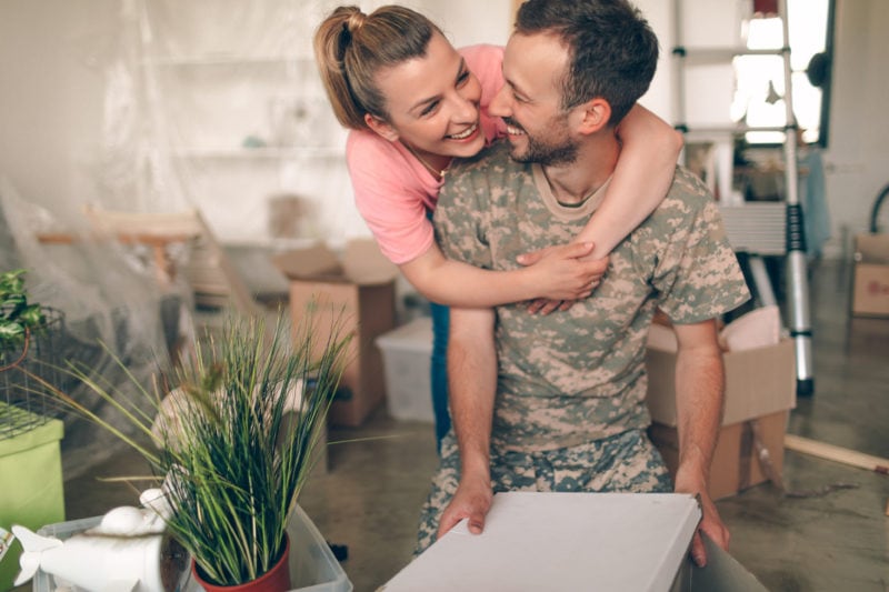Military couple in new home